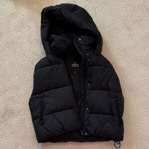 ALO Yoga Black Hooded Puffer Vest